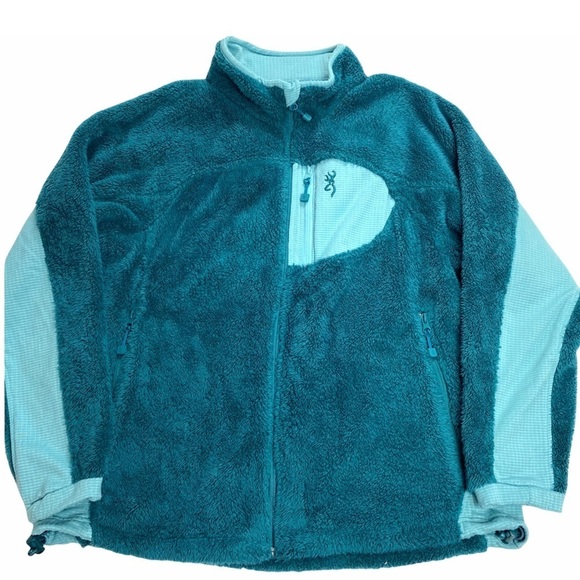 Browning Rare Pile Fleece Zip Jacket Teal Green - Picture 8 of 9